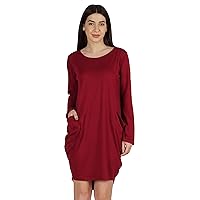 Long Sleeve Midi Tshirt Dress with Pockets Plus Size High Low Baggy Jersey Dress