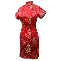 Women's Short Dragon Qipao Rayon Cheongsam Chinese Dress