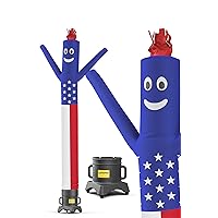 Air Dancers Inflatable Tube Man Set - 10ft Tall Wacky Waving Inflatable Dancing Tube Guy with 12-Inch Diameter Blower for Business Promotion - 4th of July Patriot Theme - American Flag