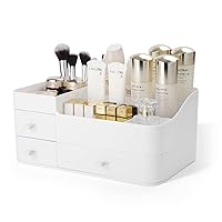 Makeup Organizer for Vanity, Large Capacity Desk Organizer with Drawers for Cosmetics, Lipsticks, Jewelry, Nail Care, Skincare, Ideal for Bedroom and Bathroom Countertops