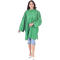 Indian Women's Kurta Cotton Top Wedding Wear Tunic Green Color Shirt Plus Size