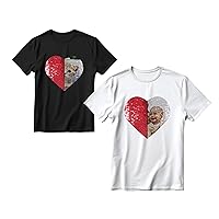 Custom Photo Flip Sequin T-Shirt for Men Women Personalized Heart Shaped Sequin with Picture Unisex Shirt, Customized Reversible Sequin T Shirt Gifts for Valentine's Day, Mother's Day Birthday White