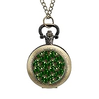 Cartoon Firefly Pocket Watch with Chain Vintage Pocket Watches Pendant Necklace Birthday Xmas