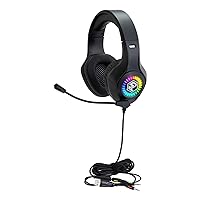 Egghead Skylab LED Stereo Gaming Multimedia Headset, Over Ear Headphones with Volume Control and Noise Cancelling Flexible Mic, Black