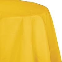 Club Pack of 12 School Bus Yellow Disposable Tissue/Poly Octy-Round Picnic Party Table Covers 82