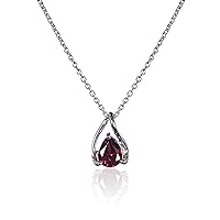 namana 925 Sterling Silver Necklace With Natural Gemstone Pendants for Women, Sterling Silver Necklace With Semi-Precious Pear-Shaped Gemstones set on an Elegant Pendant for Women.