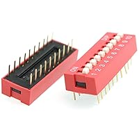 uxcell a11123000ux0292 10 Piece 2.54 mm Pitch 10 Position Slide Type DIP Switch Red