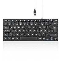 perixx PERIBOARD-432 Mini USB Keyboard with Cable – Type X Scissor Keys – Large Print Letters – Spanish QWERTY