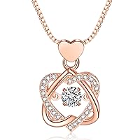 Rose Gold Heart Pendant Necklace Double Love Heart Necklace for Women Girls Jewelry Gift for Valentines Birthday Easter