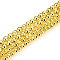 2 Strands Adabele Natural Hematite Gold Plated Healing Gemstone 6mm Round Loose Stone Beads (132-140pcs Total) for Jewelry Craft Making GFC3-6