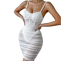 Sheer Mesh Sexy Corset Dress Going Out For Women (as1, alpha, m, regular, petite)