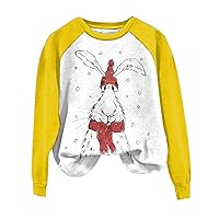 Womens Easter Bunny Sweatshirt Long Sleeve Cute Rabbit Funny Egg Print Crewneck Pullovers Top Tee Shirts Teen Girls