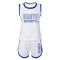 Kids Boys Soccer Basketball Jerseys + Shorts 2 Piece Set Sleeveless Sports Shirt and Athletic Shorts Team Uniforms