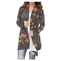 Floral Oversized Jackets For Women Open Front Gradient Long Coats Outwear Long Sleeves Fall Winter Jackets Fashion