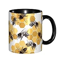 Bee Coffee Mug 11 OZ Cute Funny Ceramic Cup Women Men Novelty Gifts Microwave Office Home Decor