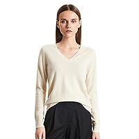 Women's Essential V-Neck Sweater 100% Pure Cashmere Long Sleeve Pullover Warm Soft Undyed Sweater for Women
