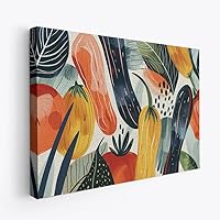 GiftedHandsCo Zucchini Abstract Boho Design 4 Horizontal Canvas Wall Art Prints Pictures Gifts Artwork Framed For Kitchen Living Room Bathroom Wall Home Decor Ready to Hang