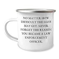 Law Enforcement Officer Gifts for Men, Never Forget LEO Inspirational Gifts, Camping Mug, Father's Day Encouragement Gifts from Daughter, Son, Wife