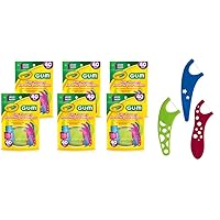 GUM Crayola Kids Flossers with Fluoride - Designed for Little Hands - Fun Grape Flavor - Easy to Use Kids Floss Picks for Children Ages 3+, 40ct (6pk)
