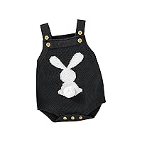 Infant Boys And Girls 3D Bunny Tail Decoration Suspenders Knitted Romper Children's Easter Wear Organic