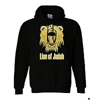 Men's Gold Foil Printed Lion of Judah Graphic Hoodie