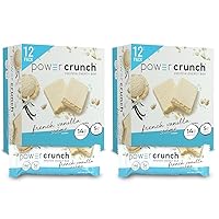 Power Crunch Protein Wafer Bars, High Protein Snacks with Delicious Taste, French Vanilla Creme, 1.4 Ounce (12 Count) (Pack of 2)