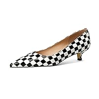 Women's Pointed Toe Solid Slip On 1.5 Inch Stiletto Patent Low Heel Pumps Shoes