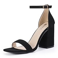 IDIFU IN4 High Chunky Block Heels Square Open Toe Ankle Strap Heeled Sandals Wedding Bridal Prom Dance Summer Dressy Comfortable Sexy Trendy Bride Bridesmaid Dress Shoes Cute Thick Women Heels