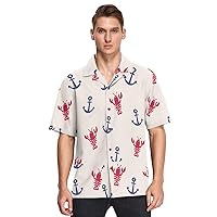 Lobster Anchor Mens Button Down Shirt Men Casual Short Sleeve Hawaiian Shirts Aloha Shirt S