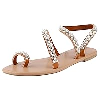 Thong Sandals for Women Beach,2020 New Womens Bohemia Flat Sandals Summer Beach Glitter Beaded Flip-Flop Thong Shoes