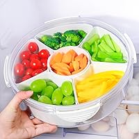 Veggie Tray with Lid for Fridge Organizer Bins Divided Snackle Box Container with 6 Compartments for Party Serving Platter, Fruit Tray with dip, Snack Storage, Reusable Meal Prep