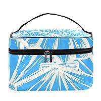 Floral Pattern With Blue Leaves Women Portable Travel Accessories with Mesh Pocket Makeup Cosmetic Bags Storage Organizer Multifunction Case