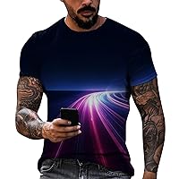 Mens T Shirts Short Sleeve Graphic Tees Big and Tall Workout Shirts Funny 3D Print T-Shirt Muscle Shirts Streetwear