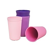 Re-Play Made in USA 10 Oz. Open Cups for Toddlers, Set of 4 - Reusable and Stackable Toddler Cups for Easy Storage - Dishwasher/Microwave Safe Kids Plastic Cups, 4.75