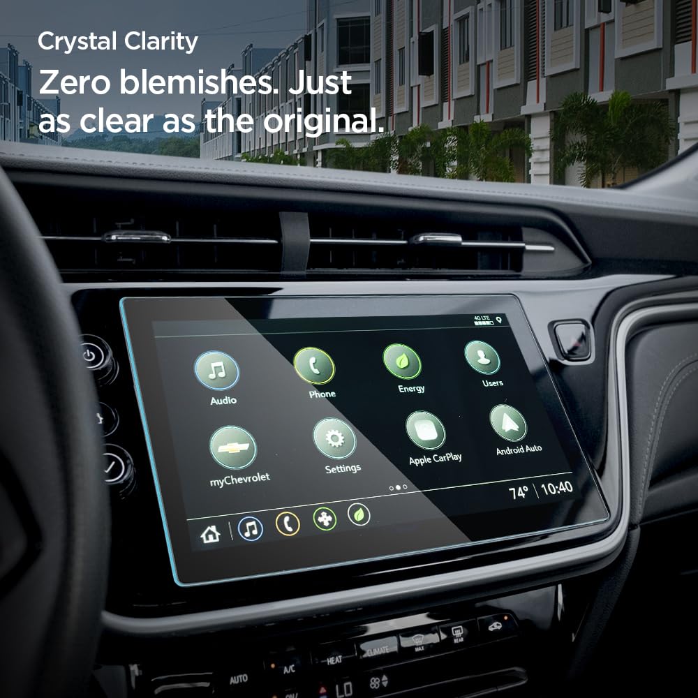 Spigen Tempered Glass Screen Protector [GlasTR Slim] designed for Chevrolet Bolt EV (2022/2023/2024),Chevrolet Bolt EUV (2022/2023/2024) 10.2 inch Dashboard Touchscreen - Crystal Clear