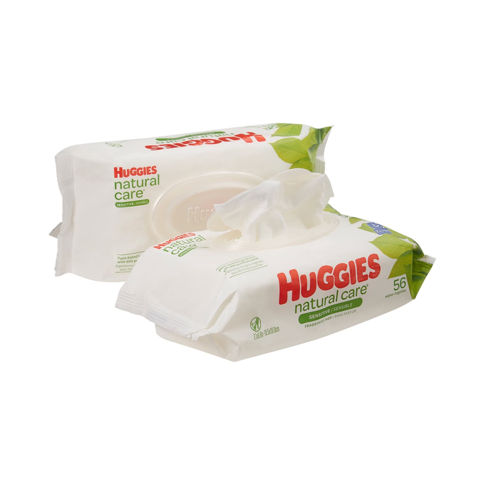Huggies Natural Care Fragrance Free Baby Wipes, 112 Total Wipes 56 Count Each (Pack of 2)