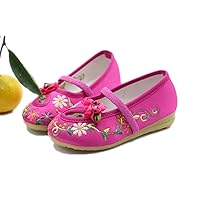 Children Girl's Embroidery Mary-Jane Shoes Kid's Cute Flat Dance Shoe