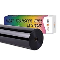 HTVRONT Heat Transfer Vinyl Black HTV-12''x150ft Iron on Vinyl for T-Shirt-Black HTV Vinyl Roll for Cricut & Cameo-Easy to Cut & Weed & Transfer