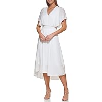 DKNY Women's Sleeveless V-Neck Knit Dress, Cream with Silv, Medium
