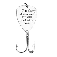 7th Anniversary Fishing Lure Gifts for Him 7 Years Down and I'm Still Hooked On You 7 Year Anniversary Present for Boyfriend Husband Wedding Anniversary Valentines Day Gift for Men