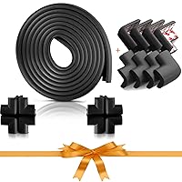 Furniture Safety Guards 18ft Bumper + 16 Adhesive Childsafe Corners Child Proofing Set | NonToxic and Safe for Table, Fireplace, Countertop; Black