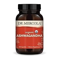 Organic Ashwagandha, 30 Servings (60 Capsules), Dietary Supplement, Supports Energy Production, Non-GMO, Certified USDA Organic