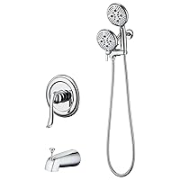 ELLO&ALLO Shower Faucet Set with Tub Spout, Single Handle Tub and Shower Faucet Combo Set, Chrome (Valve Included)