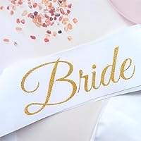 Bride Sash, White and Gold Glitter Bachelorette Party Sash for Future Mrs, Bridal Shower Sash, In My Bride Era Wedding Party Decorations and Supplies