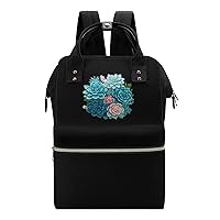 Succulent Cactus Diaper Bag for Women Large Capacity Daypack Waterproof Mommy Bag Travel Laptop Backpack