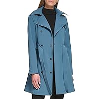 Calvin Klein Women's Double Breasted Belted Rain Jacket with Removable Hood