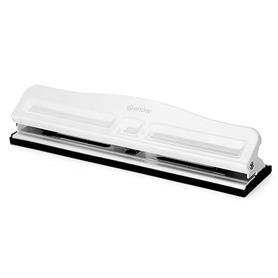 3 Hole Punch Heavy Duty, 3 Ring Hole Puncher for Binder, 10 Sheet  Adjustable Paper Punch, Metal Three Hole Punch with Built-in Waste Chip  Tray, Desktop 3 Hole Puncher Rubber Base, White - by Enday