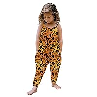 Romper for Kid & Toddler 1-6 Years Sunflower Printed Sling Backless Jumpsuit Casual Spring Summer Playsuit