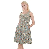 CowCow Womens Skater Dress with Pockets Pizza Emoji Lips Pop Art Swing Knee Length Dress, XS-5XL