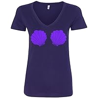 Threadrock Women's Mermaid Seashell Bikini V-Neck T-Shirt